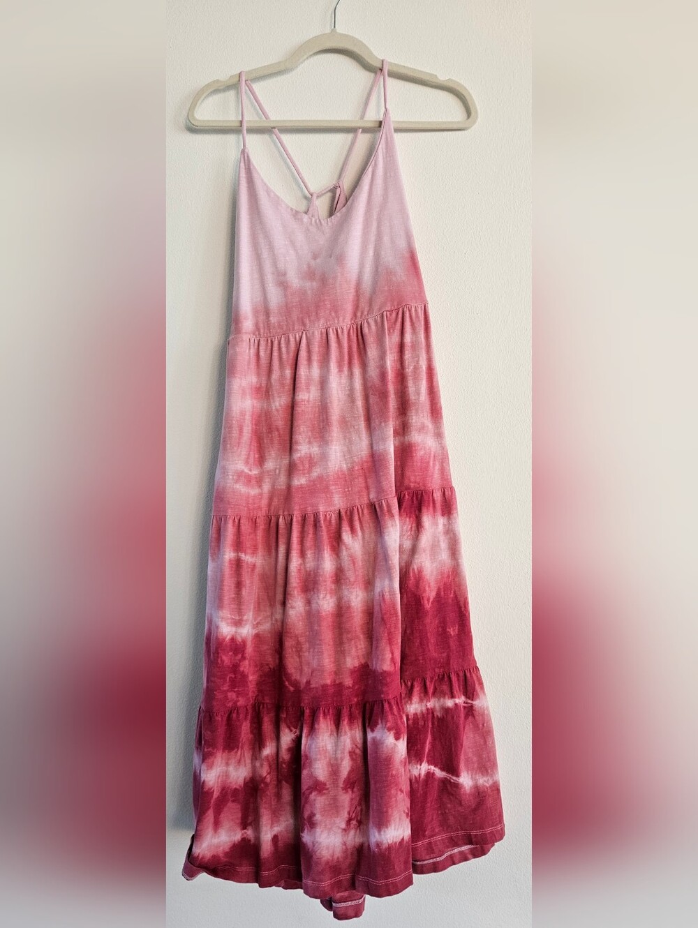 Old Navy Pink Tie-Dye Tiered Maxi Skirt